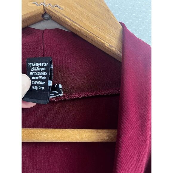 Clara Sun Woo Red Crossover Tulip Hem Faux Wrap Dress Size Small - Picture 6 of 8